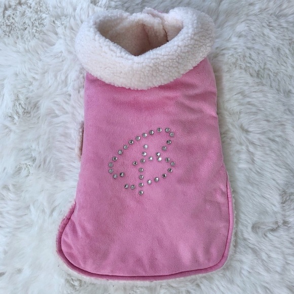 2005 Barbie Pet Pal Corp Pink Faux Suede Shearling Small Pet Sherpa Vest - Picture 1 of 7